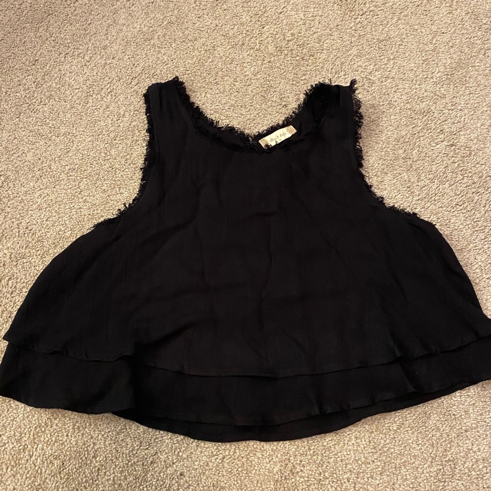 Cropped Black Layered Tank